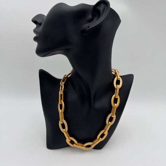Coach Chunky Chain Satin finish and Monogram links 18” bright woman’s necklace - Picture 1 of 10